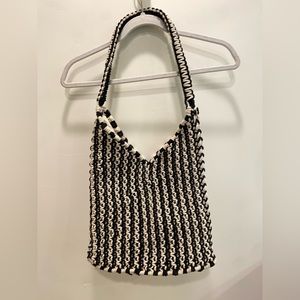 Soludos navy and white crochet bag